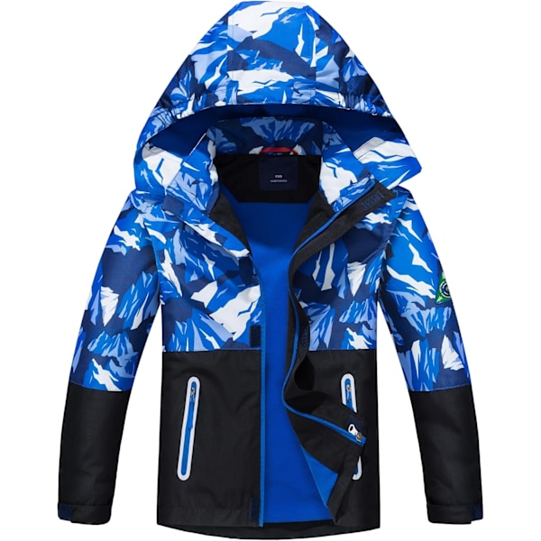 Boys Waterproof Jacket Kids Coat Camouflage Lightweight Windbreaker For Girls Outdoor Fleece Raincoat With Hood Black