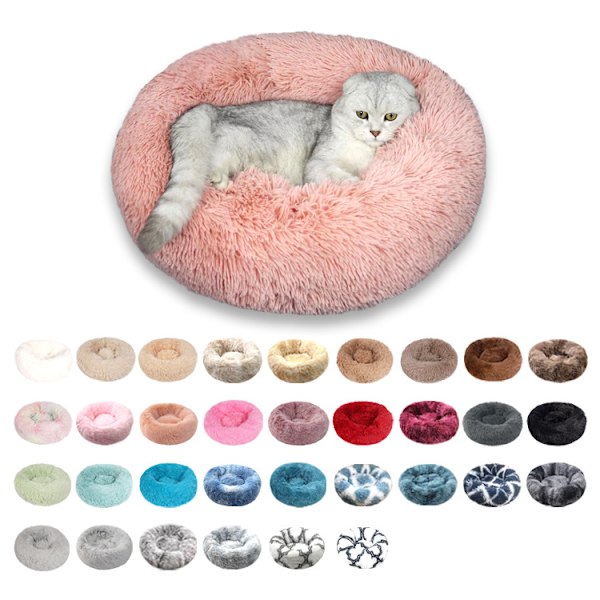 Queta katteseng, vakker dyreseng, liten hundseng dyreseng Pluss myk rund katteseng (50 cm) Tie dye hvit og gul Tie dye hvit og gul Tie dye white and yellow Diameter 50 cm