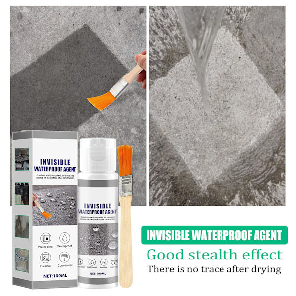 Tätningslim Superstark Bindning Vattentät Spray För Badrums Kakel Vattentät Beläggning För Ytterväggar Och Tak 100ml Without brush 30ml