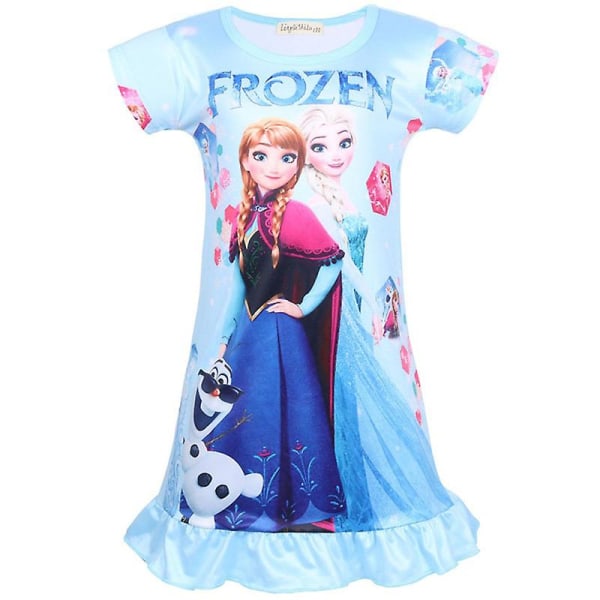 Barn Frozen Elsa Anna Nattkjole Jenter Sommer Pyjamas Nattkjole Klesplagg Light Blue 4-5 Years