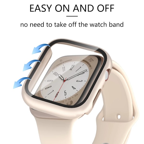 Glas+ Cover til Apple Watch urkasse 9 8 7 6 SE 5 iWatch Tilbehør Skærmbeskytter Apple Watch Serie 45mm 41mm 44mm 40mm 42mm 38mm Hvid Hvid Hvid White 40mm series 654SE