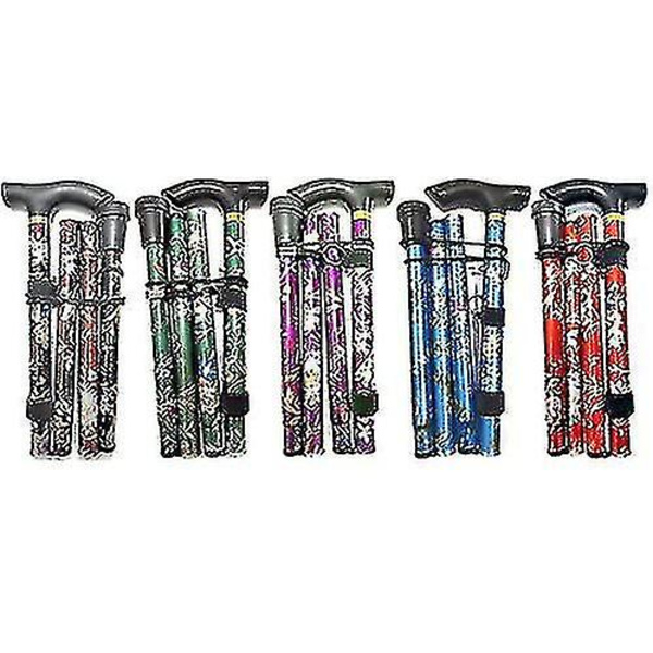 2023 Ny Foldbar Vandrestok Justerbar Aluminium Blomster Vandrestok Til Vandreture Camping Holdbar Mobilitetshjælp Blue