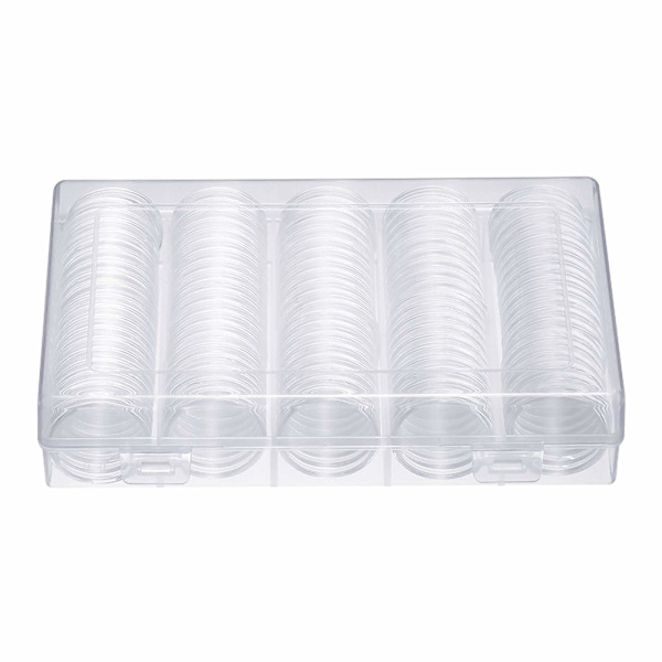 Plastmyntoppbevaringsboks 30 mm myntholder for samlemynter