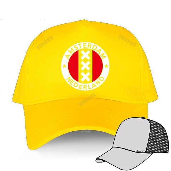 Menn Utendørs Snapback-hatter Kjærestehette Amsterdam Design Baseballcaps i bomull yellow mesh