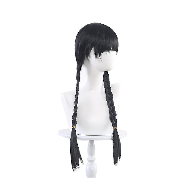 4-9 År Barn Flickor Wednesday Addams Cosplay Kostym Set Karneval Party Klänning/peruker/klänning+peruker Presenter Only Wigs One Size