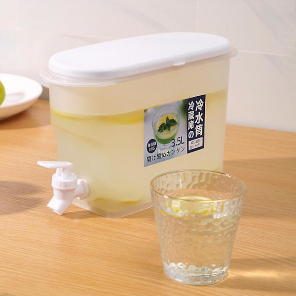 3,5 l Kold Vandkande Kande Køleskab Med Hane Husholdnings Lemonade Flaske Spand Is Saft white Jug set12