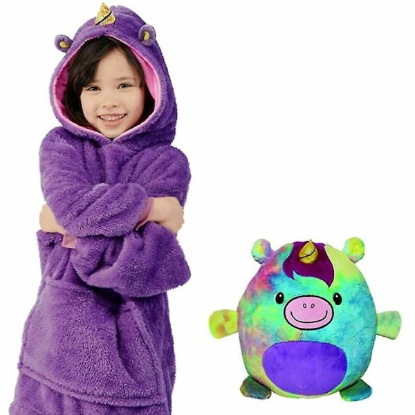 Luvtröja för barn Filt tröja Oversize husdjur Plysch mjuk varm kappa Söt kudde -sz.11765 purple