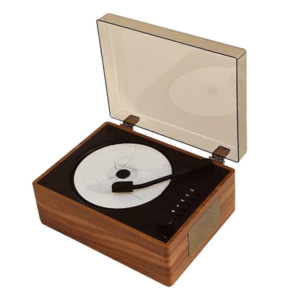Retro CD Player Rechargeable Support CD BT USB 3.5mm AUX Portable CD Player Bluetooth-compatible 5.0 Wood Brown