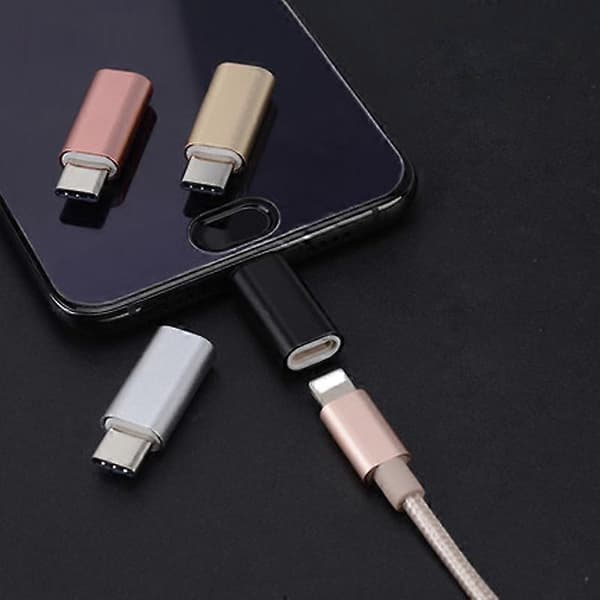 8-nastainen Lightning-naaras-USB-C Type-C-urossovitin, tukee latausta ja synkronointia Black Black