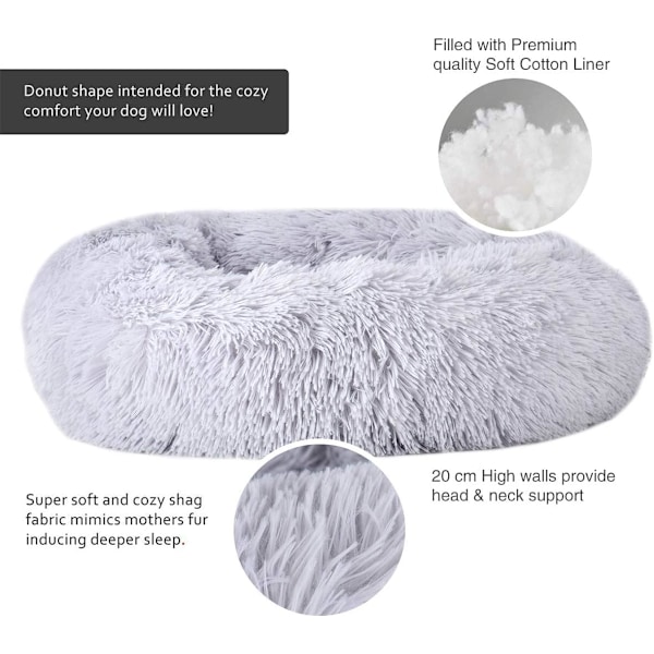 Queta katteseng, vakker dyreseng, liten hundseng dyreseng Pluss myk rund katteseng (50 cm) Rutete himmelblå Rutete himmelblå Plaid sky blue Diameter 50 cm