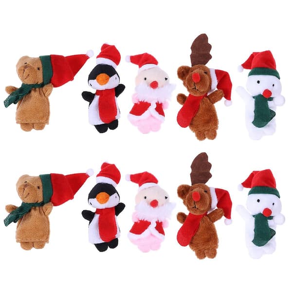 10 st Jul fingerdockor Tomte, Rådjur, Snögubbe Pedagogiska Fingerdockor Hantverk