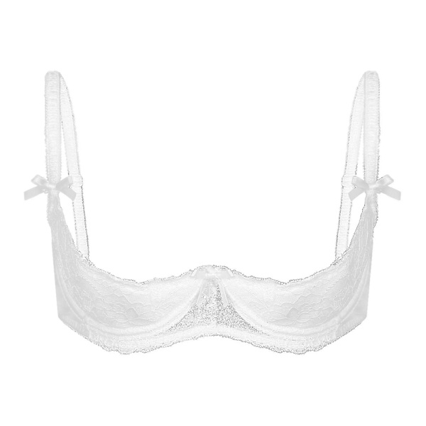Naisten 1/2 Kupin Push Up Rintaliivit, Rintaliivit, Pitsi, Avattava Rintakuppi, Säädettävät Olkaimet, Sienen Täytetyt Rintaliivit, Alusvaatteet White A 3XL