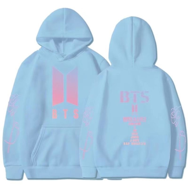 Bts Unisex hettegenser Uformell hettegenser Cosplay jakke topp light blue S