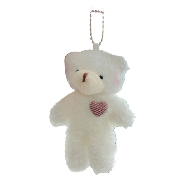 Nøglevedhæng Hjerte Bjørn Tegneserie Plys Dukke Sød Fluffy Nøglering Multifunktionel Taske Vedhæng Valentinsdag Gave White E