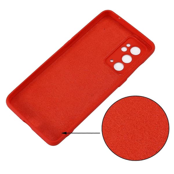 För OnePlus 9RT 5G Enfärgat Flytande Silikonskal Red