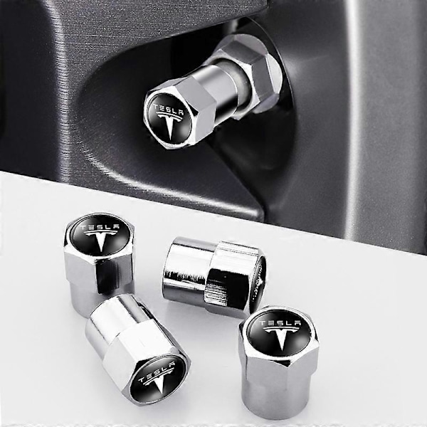 4 st Däckventillock för Bilhjul, Däckfälg, Lufttät, Vattentät, för Tesla Model 3 Model X Model S Model Y Biltillbehör Blue