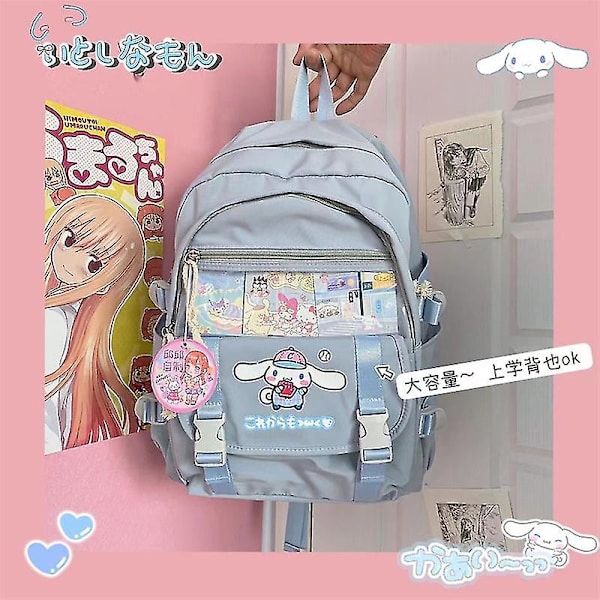 Kawaii Sanrio Mymelody Kuromi Cinnamoroll Pompom Purin Ny Ryggsekk Tegneserie Stor Kapasitet Student Skolesekk Utendørs Ryggsekk Q