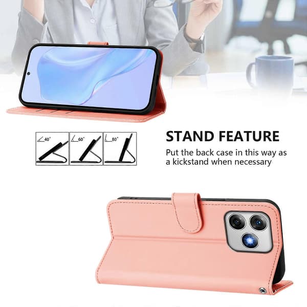 Mobilskal i läder med solid färg och snodd Pink For Ulefone Note 18 Ultra