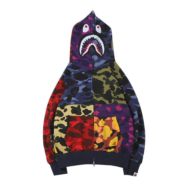 Shark Ape Bape Hoodie Camo Print Polyester Genser Casual Løstsittende Glidelåsjakke For Menn Kvinner Raoliang style 9 XXL