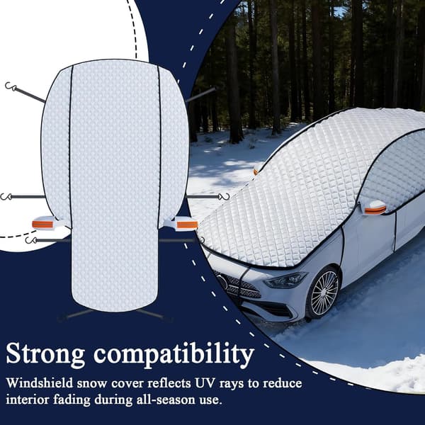 Windshield Cover - Rust-Resistant Car Cover for Snow | Foldable Waterproof Material with Heat Insulating Layer, Ideal for Cold Weather 233*446CM