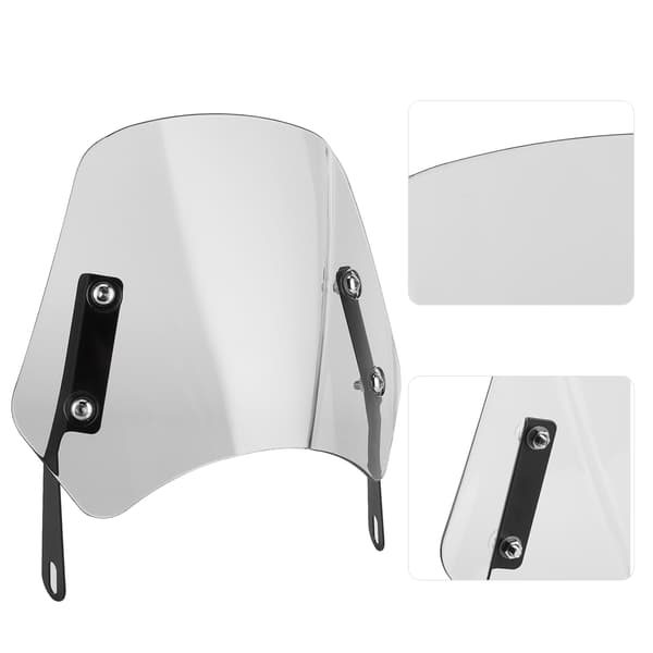 Universal Motorcycle Windshield Wind Deflector Screen with Mounting Bracket for 5-7 inch Grey