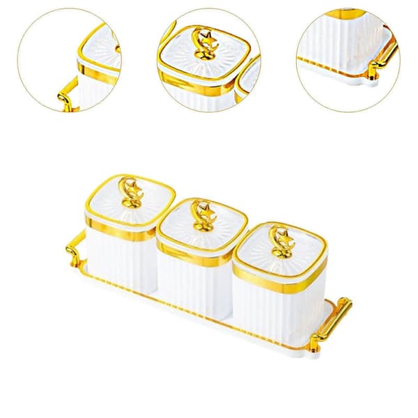 Torkad fruktfat Matförvaringslåda Bröllopsnötfat för hemmafesthelg Vit 3 galler White 3 Grids Optional