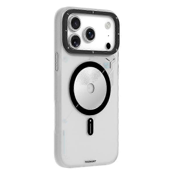 YOUNGKIT Kompatibel med iPhone 17 Pro Max Magnetisk Deksel Unikt Skivedesign TPU + PC Telefon Bakdeksel Transparent