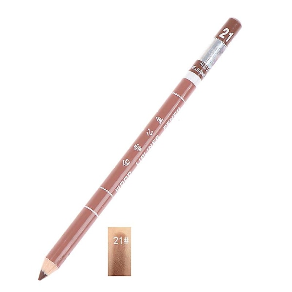 1 stk Professional Wood Lip Liner Vandtæt Lady Long Lasting Lip Liner blyant N21