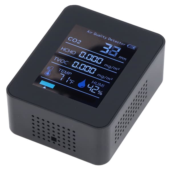 5 i 1 Luftkvalitetsdetektor 60 Dagers Datalagring Lang Utholdenhet LED Digital Skjerm USB-Lading CO2-Detektor