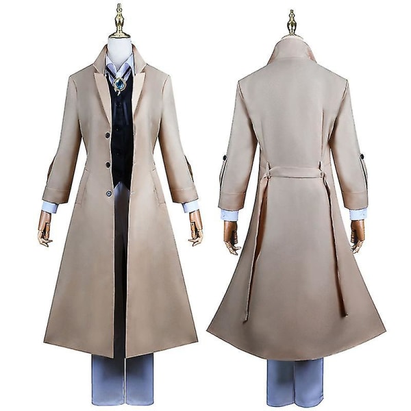 Anime Dazai Osamu Cosplay-asu Bungo Stray Dogs Cosplay Pitkä Takki Dazai Osamu Peruukki Halloween Jouluasu costume and wig XXL