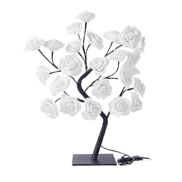 Rose-treelampe, lys opp rosebladtre med 24 LED-lamper, perfekt som nattlampe for jenter eller dekorative lamper for stuen. White