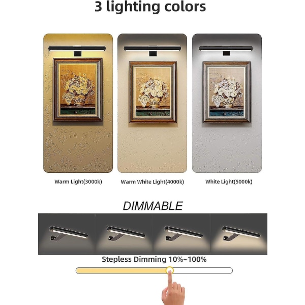 Trådløs LED-billedlys med fjernbetjening - Genopladelig 300 Lumens Highlight For Art Display