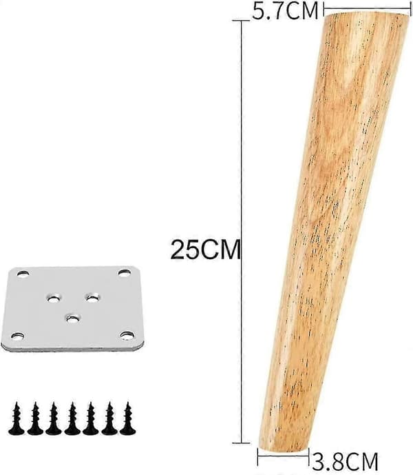 4 st Träbordsben, Möbelben för Soffa, Ersättningsben i Trä 6cm