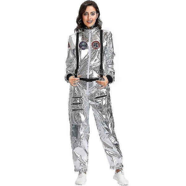 Par Astronaut Jumpsuit Uniform Karneval Halloween Cosplay Fest Rymdkostym Rollspel Fancy Dress Up Women L