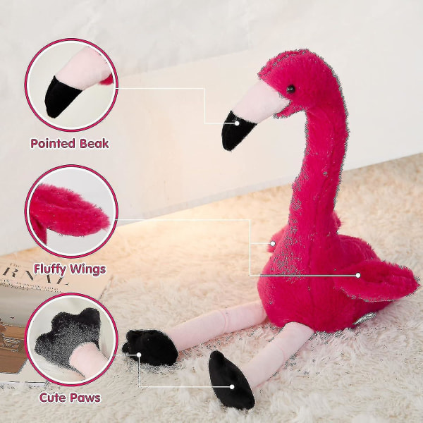 13 Puhuvaa Flamingoa Toista mitä sanoit Interaktiivinen söpö pehmolelu täytetyt eläimet Syntymäpäivälahjat pojille ja tytöille, punainen
