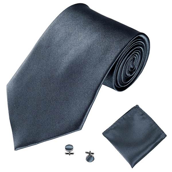 Miesten muodikkaat yksiväriset pukupaidat, solmiot, rannekkeet ja taskuliina - Tuxedo-puku Dark Gray