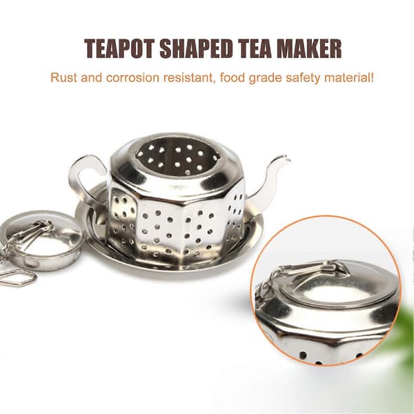 Sølv tekande mønster blad te-infuser med holdbart krypteret netdesign til kaffebladte eller gløggkrydderier Silver