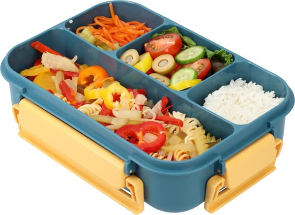 Beautiful Lunch Box 1550ml Stackable Bento Box Navy Blue With Cutlery BPA Free Lunch Box Microwave Safe Leak Proof & Durable For Work Blue