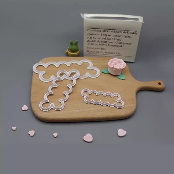 Sett med 3 Rosekutter - Marsipanroser - Former - Baking White