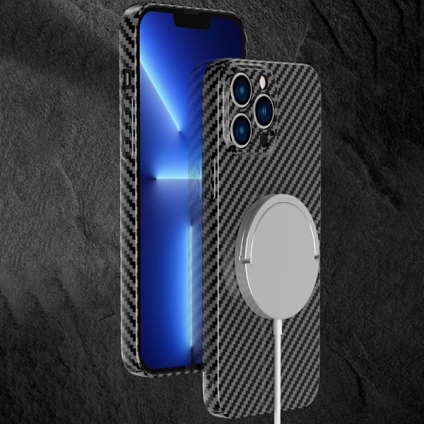 Hiilikuitu Magsafe- case , joka on yhteensopiva iPhone 15 Pro Max/15 Pro kanssa, erittäin ohut magneettinen langaton cover Black Blue For iPhone 15 Pro