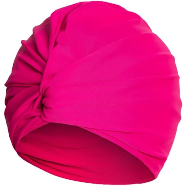 Plissert badehette for damer, badehette for langt hår, badehette, superelastisk turbanhette