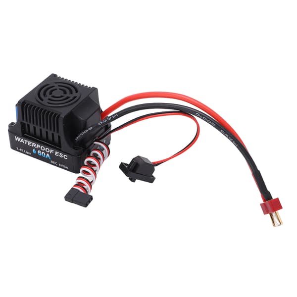 60A Brushless ESC Excellent Acceleration Efficient Operation Waterproof T-Plug Black ESC for 1/10 RC Car