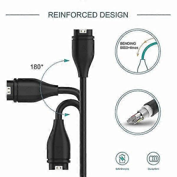 2-pak Universal Oplader Til Garmin Ure Sort