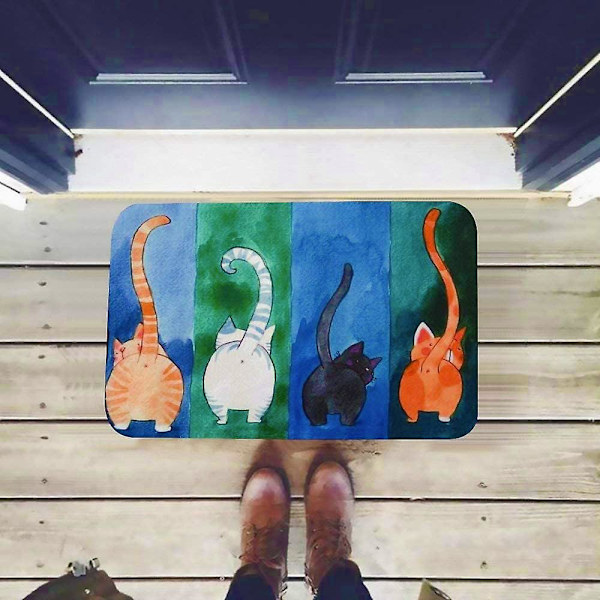 Puun ja värin kohtaaminen Sisäkäytävämatto Ulko-ovimatto Kissan matto PVC:stä Helppo puhdistaa Superkestävä ja liukumaton (40 X 60 Cm)