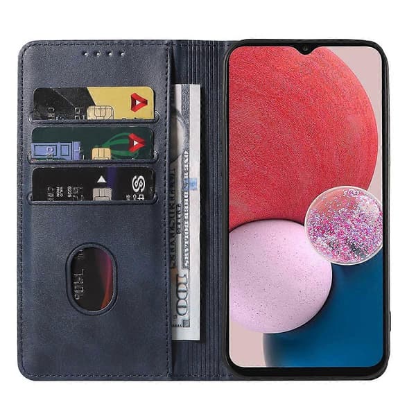 Magnetiskt läderfodral för Samsung Galaxy A13 4G Blue
