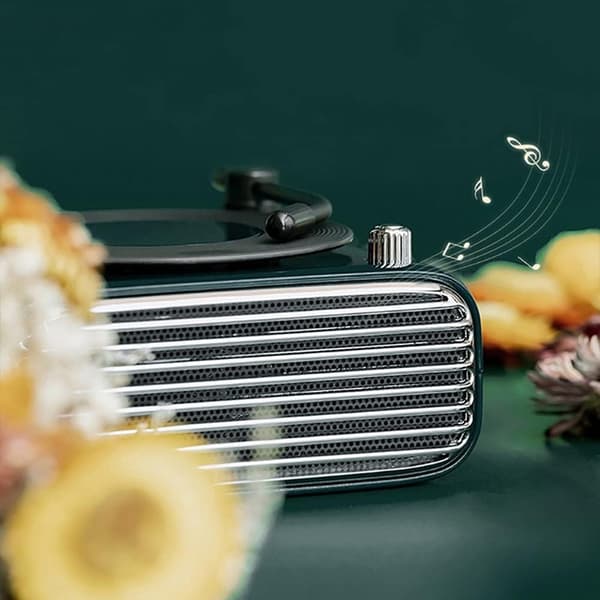 (Vihreä) Retro langaton Bluetooth-kaiutin vanhanaikainen vinyylilevy