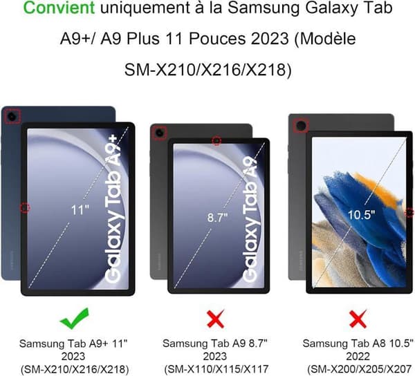 Tangentbordsfodral - Samsung - Galaxy Tab A9+ - Franskt AZERTY - Bluetooth - Läderskydd