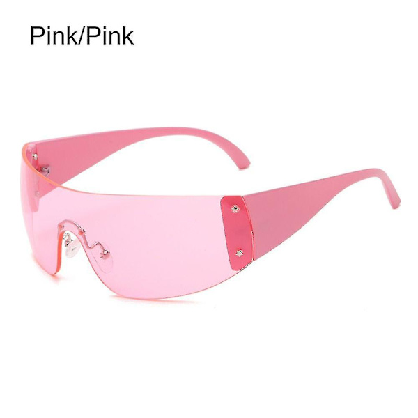 Punk One Piece Solbriller Goggle Ny Y2k Luksusmerke Solbriller Skygger Øyebekledning Uv400 Femstjerners Briller Sports Solbriller Pink  Pink