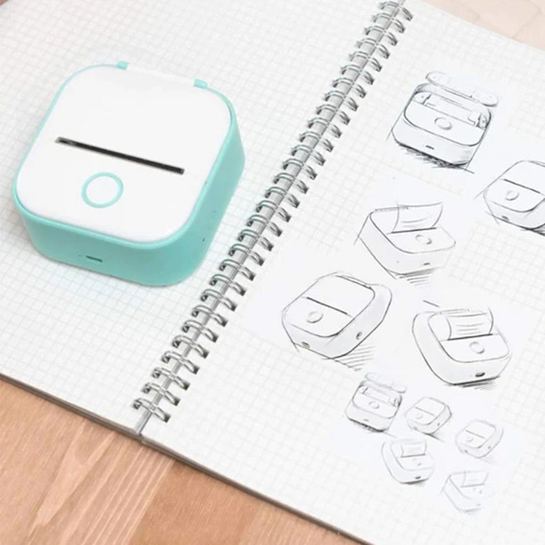 Portable Mini Sticker Printer Bluetooth Handheld Inkless Printing Device For Notes Labels White