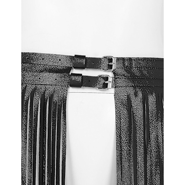 Damernas Mode Clubwear Läder Spännen Gothic Punk Lång Frans Dekoration Skirts Bälte Nattklubb Kostym Cosplay Fester Kjolar White